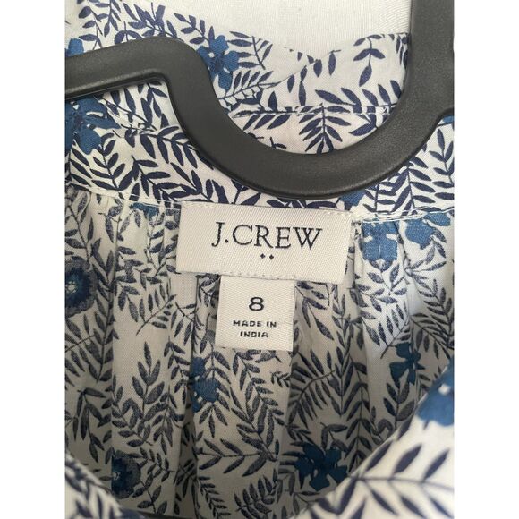 J Crew Factory Shirt Dress Womens Sz 8 Blue & White Floral Collared Mini Pockets - Picture 5 of 8